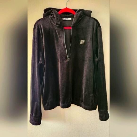 WOMEN'S BLACK VELVET HOODED SWEATER JACKET BLACK ZIPPER SIZE XL - Picture 2 of 3